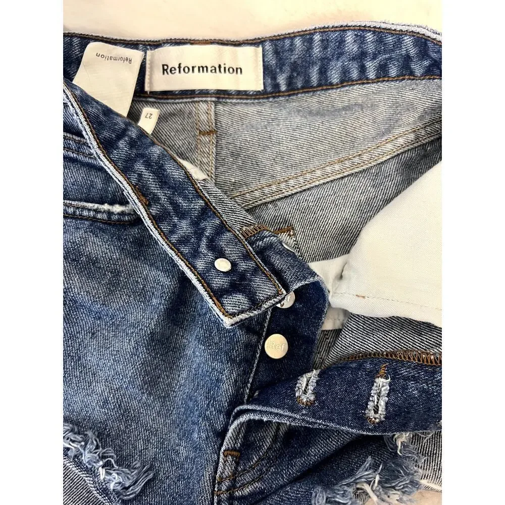 Reformation Blue Denim Cut-Off Shorts Size 27